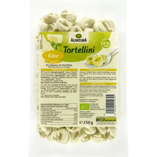 Bio Tortellini Käse 250G 3 Bio Tortellini Käse 250G