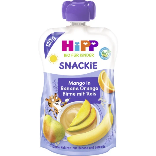Hipp Bio Snackie Mango In Banane-Orange-Birne Mit Reis 120G 3 Hipp Bio Snackie Mango In Banane-Orange-Birne Mit Reis 120G