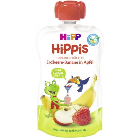 Bio Hippis Erdbeere-Banane In Apfel 100G 3 Bio Hippis Erdbeere-Banane In Apfel 100G