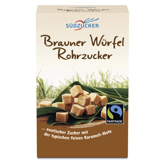 Brauner Würfel-Rohrzucker Fairtrade 500G 3 Brauner Würfel-Rohrzucker Fairtrade 500G